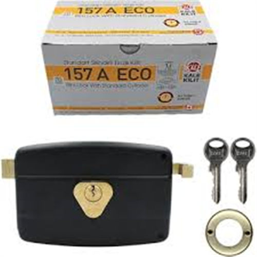 KALE SİLİNDİRLİ TİRAJLI DEMİR KAPI KİLİDİ-SİYAH ECO 14 CM